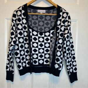 Willow & Wind Black & White 2 pc. Sweater Set Diamond Pattern Sz S